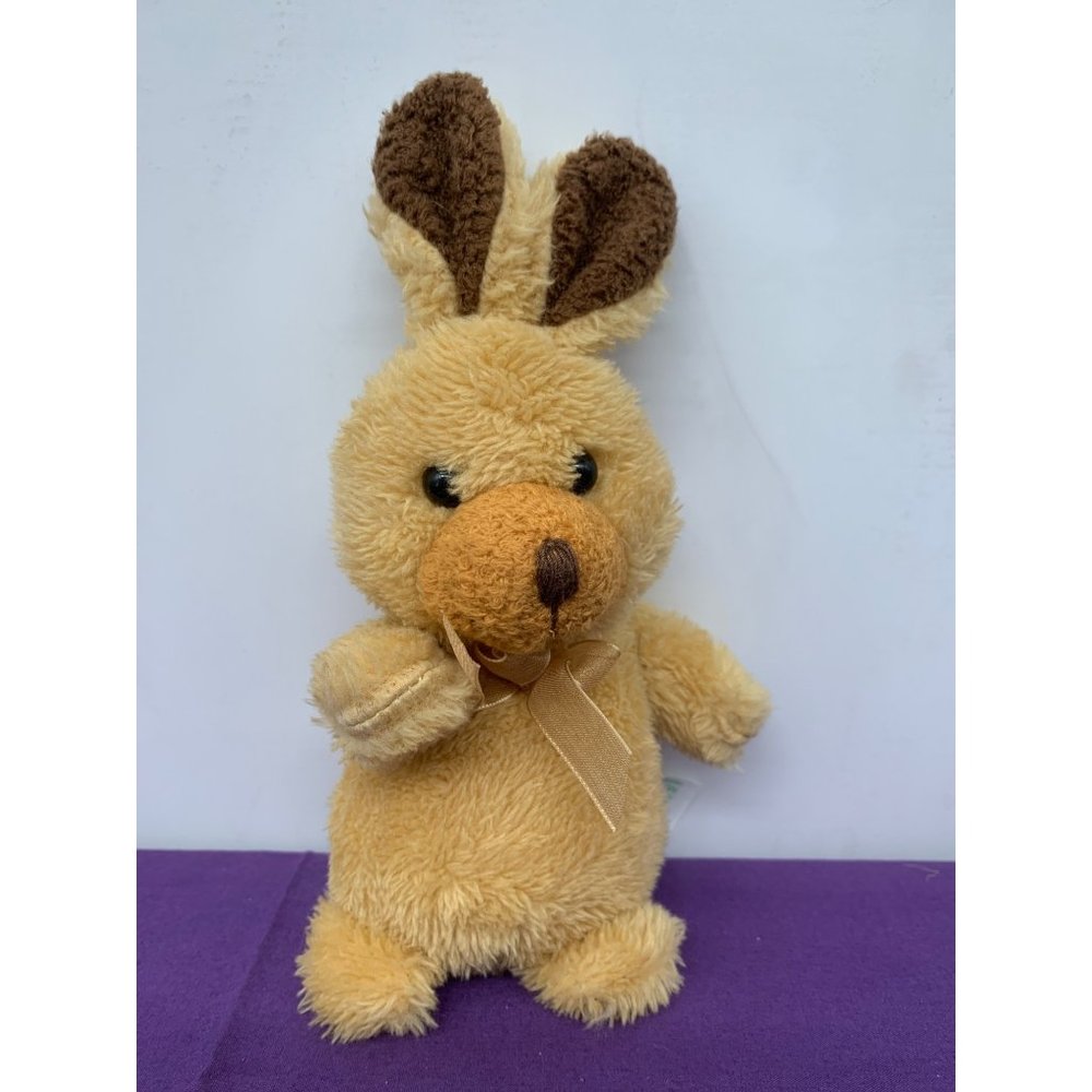 Homerbest Brown Bunny Brown Ribbon Plastic eyes 7 Inch stuffed animal plush